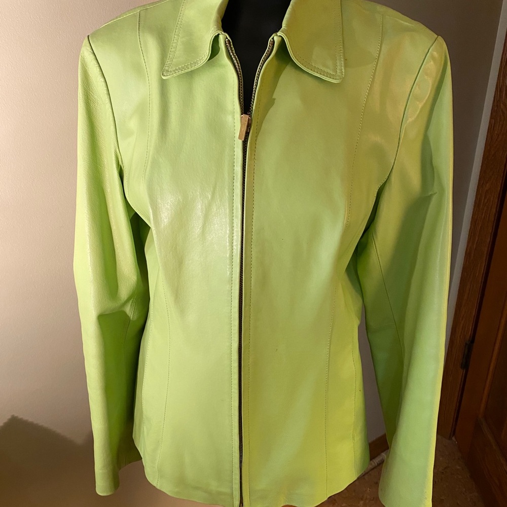 Colebrook Lime Green Leather Jacket sz S